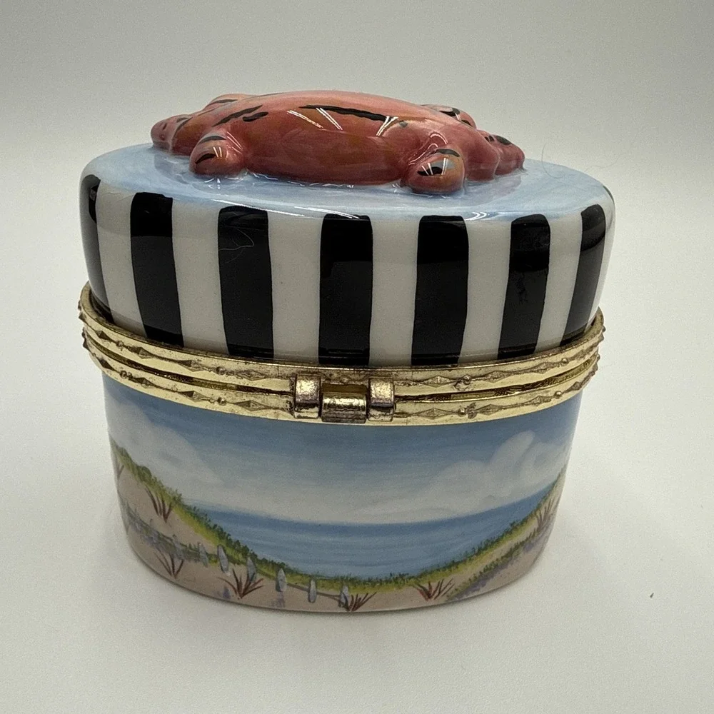 Vtg Crab Trinket Jewelry Box Eileen Tramonte Zrike Co. Beach Knick Knack